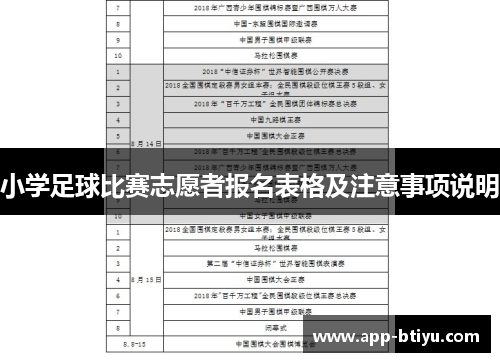 小学足球比赛志愿者报名表格及注意事项说明